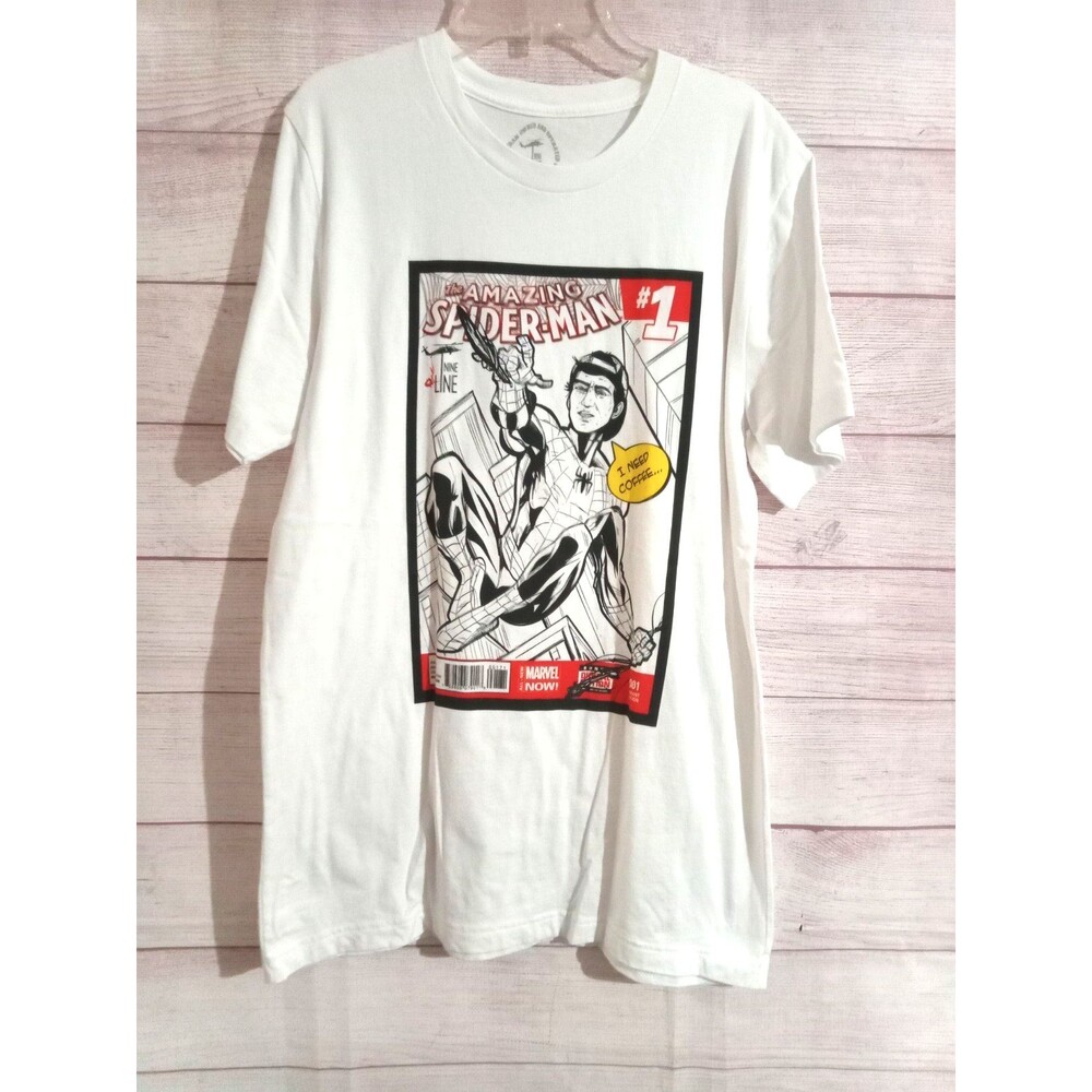 Nine Line Apparel T-Shirt Men's Medium Graphic Coffee Spider Men Marvel